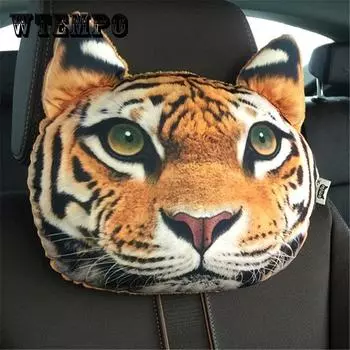 Подголовник с животным принтом, подушка для автомобильного сиденья, подушка из пены с эффектом памяти, инструмент для защиты шейного отдела позвоночника
