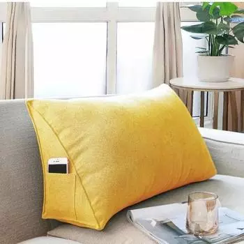 Подголовник спинка 70/60 см клиновидная подушка для чтения холст треугольная подушка для спины сидячая подушка поддержка спины для дивана-кровати 60x35x20cm