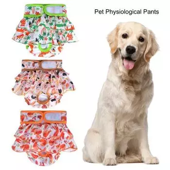 Подгузник для домашних животных Дышащий, приятный для кожи, хорошо впитывающий, устойчивый к выцветанию, моющийся, против преследований, гигиенический для щенков XS оранжевый