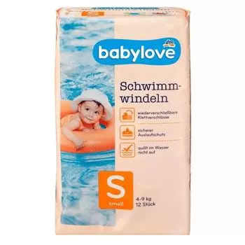 Подгузник для плавания Baby Love для младенцев, размер S (4-9 кг) 12 шт.