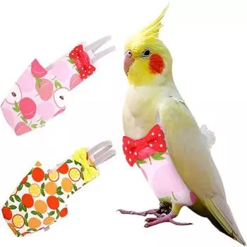 Подгузник для попугая с галстуком-бабочкой, милый красочный фруктовый цветочный корелла, голуби, маленький, средний, большой летный костюм для домашних птиц, одежда, которую можно стирать S
