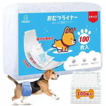 Подгузник для собак 100 шт., отлично держится в форме собаки, накладка на пояс для мальчиков и боковая протечка для пожилых собак, впитывающая мочу, подкладка для размера S, шт.