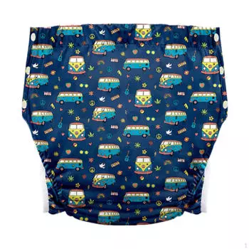 Подгузник для взрослых из ткани с регулируемой пряжкой сбоку, водонепроницаемый, с кнопками, можно стирать, подгузник, недержание Bus XL