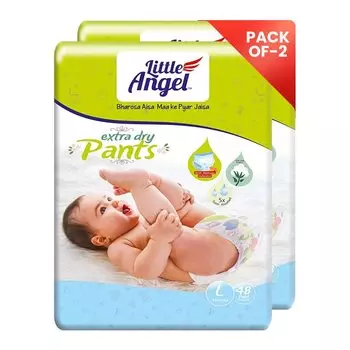 Подгузник Extra Dry Baby Pants, большой (L) Размер, 96 шт., супервпитывающая основа, до 12 часов.. Защита, мягкая эластичная ручка на поясе и индикатор влажности, Pack of 2,48 count