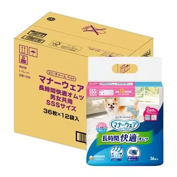 Подгузник Manners Wear Dog SSS для ультрамаленьких 432 шт. x Pet Unicharm, подгузник длительного ношения, размер, собаки, (36 12), Моча, Принадлежности, [Кейс Продукт]