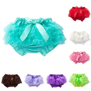 Подгузник с рюшами и бантом для маленьких девочек, нижнее белье, трусики, подгузник M бежевый