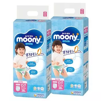 Подгузники для девочек Moonyman 76 штук [Pants Big] (12~22 кг)