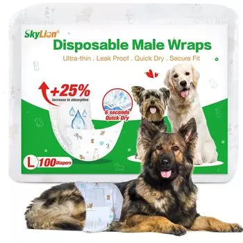 Подгузники для мальчиков Manners Wear Dog, супермягкие, для больших размеров, 100 шт., долговечные, впитывающие, устойчивые к протеканию и дышащие, для собак,