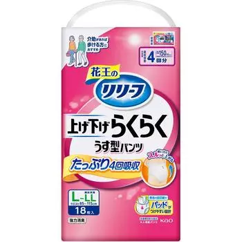 Подгузники KAO Relief Pants Type Raise/Lower Raku Raku Thin Type Pants 4 раза L-LL 18 шт. для взрослых: Тип брюк Тонкий тип 1 set