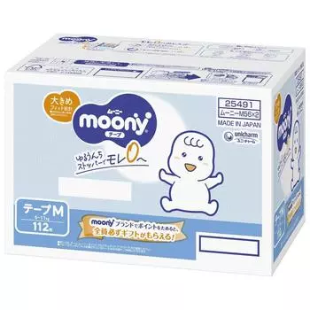 Подгузники M Moony 112 штук x [Размер ленты] (6~11 кг) (56 2) [Элемент дела] белый
