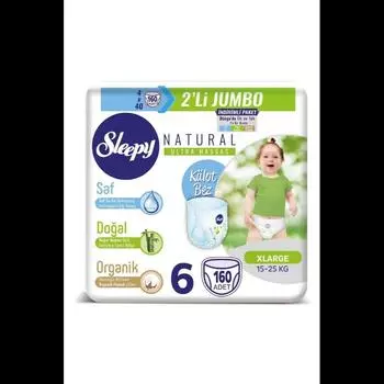 Подгузники Natural Panty Размер 6 Xlarge 4X2 Jumbo 160 штук 15-25 кг