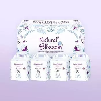 Подгузники-трусики Natural Blossom Ultra Slim XL 22 простыни x 4 упаковки, корейские детские товары Nevel panty diaper XL 4 pack