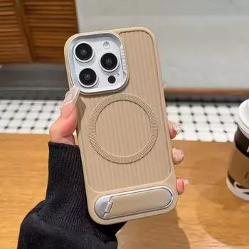 Подходит для 16pro Гофрированный Магнитный Впитывающий пот Чехол для телефона Подставка в одну линию, Apple 15 Полностью закрывающий Противоударный Мягкий чехол из ТПУ Apple 11