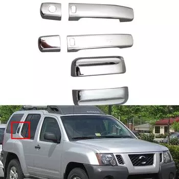 Подходит для 2005-2015 Nissan Xterra Chrome дверные ручки крышки крышки комплект отделки с отверстием для смарт-ключа