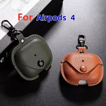 Подходит для Airpods 4 защитный чехол для наушников Airpods4 кожаный чехол для наушников airpods 4 чёрный