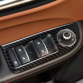 подходит для Alfa Romeo Giulia Stelvio 2017-19 Автомобильные аксессуары Украшение салона автомобиля Кнопка окна Панель из углеродного волокна наклейка на автомобиль чёрный