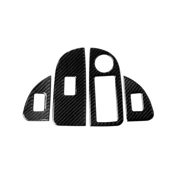 подходит для Alfa Romeo Giulia Stelvio 2017-19 Автомобильные аксессуары Украшение салона автомобиля Кнопка окна Панель из углеродного волокна наклейка на автомобиль чёрный