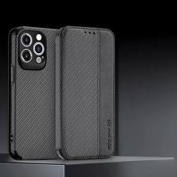 Подходит для Apple 13Pro Max Чехол для мобильного телефона, защитный чехол-раскладушка с рисунком из углеродного волокна для iPhone14pro iPhone14 Pro Max чёрный