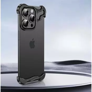 Подходит для Apple 15Pro Чехол для телефона неправильной формы Металлические угловые накладки Противоударный Безрамочный 14Promax Защитный чехол iPhone15