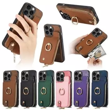 Подходит для Apple 16 Pro Чехол для мобильного телефона Универсальный держатель для карт 14 колец Защитный чехол для iPhone15 Pro Max iPhone 16 Pro Max чёрный