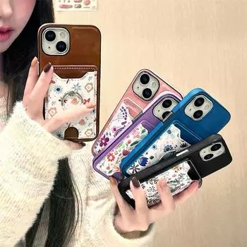 Подходит для Apple 16 Pro Max Чехол для мобильного телефона, приятный на ощупь чехол с печатным кольцом-держателем для Galaxy A55 5G Защитный чехол iPhone 16 Pro Max коричневый