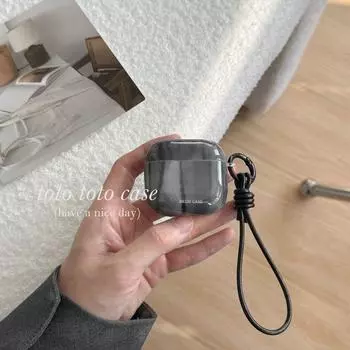 Подходит для Apple 2-го поколения Bluetooth-чехол для наушников Airpods 3-го поколения Новинка Защитный чехол Нишевый стиль Шнурок Airpods 2 Противоударный чехол Apple Airpods Pro Shell + black ring lanyard