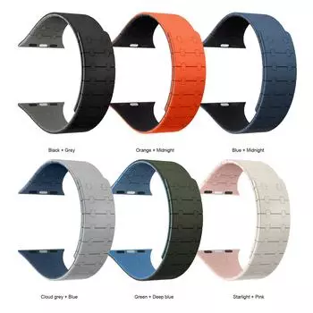 Подходит для Apple Strap Iwatch8/9 Контрастный силиконовый Apple Strap Магнитный Applewatch S8/9 Ремешок 42/44/45/49mm