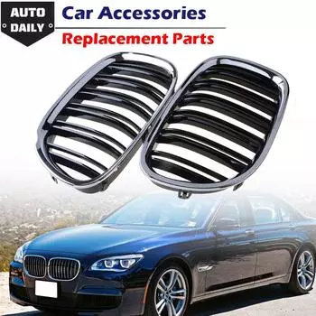 Подходит для BMW 7 серии F01 F02 730D 740D 750D 2009-17, передний бампер автомобиля, впускная решетка, двойная планка, передняя решетка для почек, украшение Semi-Plating