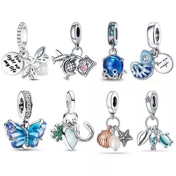 Подходит для браслетов DIY ювелирные изделия Plata De Ley S925 серебряные подвески бусины-хамелеоны светящиеся светлячки самолет подвеска для багажа подарки