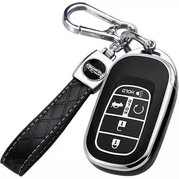 Подходит для брелка Honda (с цепочкой ключей), совместим с Accord Civic CR-V HR-V Passport Premium TPU брелок чёрный