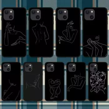 Подходит для чехла для мобильного телефона iPhone16, новый чехол для мобильного телефона в стиле минимализма с изображением персонажей из художественной линии iPhone16