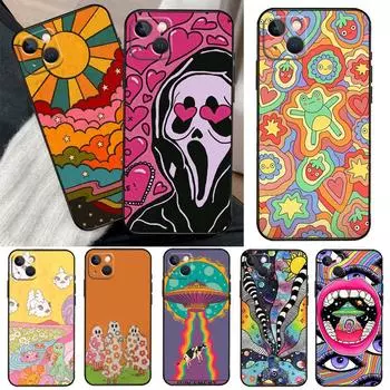 Подходит для чехла для мобильного телефона iPhone16, нового чехла для мобильного телефона с литературной и ретро-граффити-гримасой. iPhone13