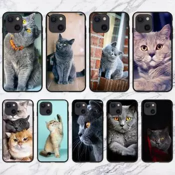 Подходит для чехла для мобильного телефона iPhone16, нового милого синего кота. iPhone13