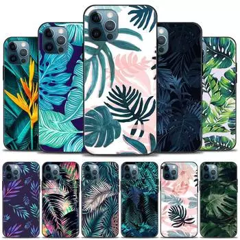 Подходит для чехла для мобильного телефона iPhone16, нового парного чехла для мобильного телефона с изображением листьев тропического леса. iPhone13