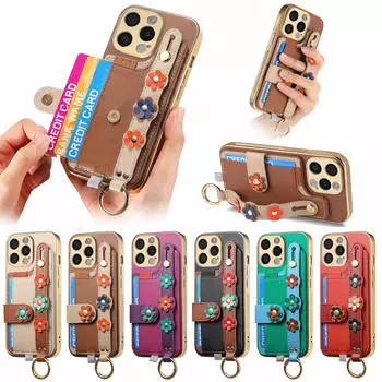 Подходит для чехла для мобильного телефона Apple 16 Pro Max с гальваническим покрытием, пряжка на запястье, защитный чехол для Samsung S24 Ultra iPhone 16 Pro Max коричневый