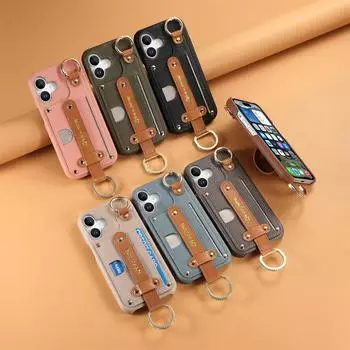 Подходит для чехла для мобильного телефона Apple 16 Pro, вставной карты высокой стоимости, держателя на запястье, защитного чехла с узором личи для iPhone16. iPhone 16 Pro Max полночь зеленый