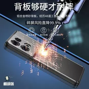 Подходит для чехла для мобильного телефона OPPOReno12Pro light and shadow Findx7, металлическая задняя пластина из алюминиевого сплава, матовый чехол 987, устойчивый к падениям Reno8 чёрный