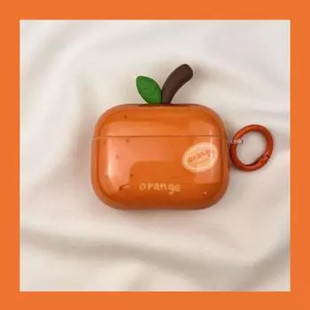 Подходит для чехла для наушников Apple Pro второго поколения, беспроводных Bluetooth-наушников третьего поколения Aipods2, Airpodpro четвертого поколения, 5 коробок AirPods 4 [Summer Bubble Orange] Send Hook