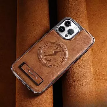 Подходит для чехлов для телефонов Apple 16promax, Магнитная подставка для iPhone15, 14 Противоударный, 13 Гальванизированный, 12 Кожаные чехлы для бизнеса iPhone 16 Pro max 6.9 inches
