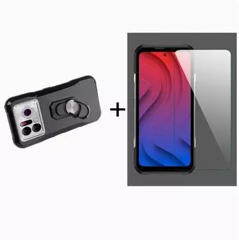 Подходит для держателя чехла для телефона Doogee V20 Pro + стальная пленка black чёрный