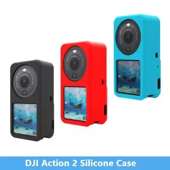 Подходит для DJI Action 2 Силиконовый чехол DJI Sports Camera Защитный чехол с защитой от царапин и пыли Нескользящий силиконовый чехол DJI чёрный