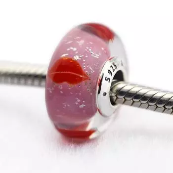 Подходит для европейских браслетов, подвески из стерлингового серебра 925 пробы, круглые бусины из муранского стекла для изготовления ювелирных изделий, Kralen Berloque