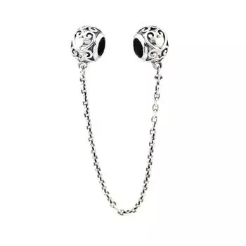 Подходит для европейских браслетов, стерлинговое серебро 925 пробы, зачарованное сердце, защитная цепочка, подвески, бусины для изготовления ювелирных изделий