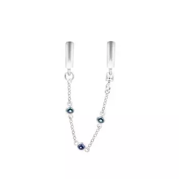 Подходит для европейского браслета Femme, стерлинговое серебро 925 пробы, тройной синий камень, защитная цепочка, очаровательные бусины для женщин, изготовление ювелирных изделий своими руками