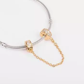 Подходит для европейского браслета Femme, стерлинговое серебро 925 пробы, прозрачная защитная цепочка с зажимом, подвесные бусины для женщин, изготовление ювелирных изделий своими руками