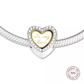 Подходит для европейского браслета из стерлингового серебра 925 пробы, прозрачные в моем сердце, очаровательные бусины, женские ювелирные изделия, жемчуг