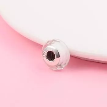 Подходит для европейского браслета, подвески из стерлингового серебра 925 пробы, очаровательные белые бусины из муранского стекла для женщин, изготовление ювелирных изделий своими руками