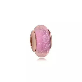 Подходит для европейского браслета, розовые мерцающие подвески из муранского стекла, бусины из стерлингового серебра 925 пробы для изготовления ювелирных изделий