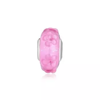 Подходит для европейского браслета с розовым цветком, подвески из муранского стекла, бусины из стерлингового серебра 925 пробы для изготовления ювелирных изделий Berloque