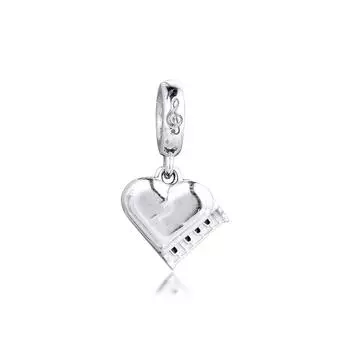 Подходит для европейского браслета, серебро 925 пробы, рояль, подвески в форме сердца, металлические бусины для изготовления ювелирных изделий